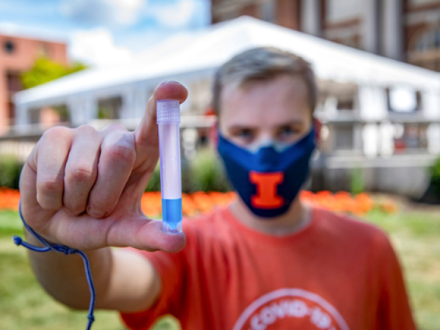 The SHIELD: Target, Test, Tell program combined frequent saliva tests with modeling and an app to keep the University of Illinois Urbana-Champaign campus and surrounding community safe when on-campus operations resumed in fall 2020.